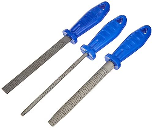 Honsell 79225 - Speckstein Riffelraspel-Set, 3 Raspeln mit Kunststoffgriff, 1 runde, 1 halbrunde und 1 flache, zum groben Bearbeiten von Speckstein, Klinge 15-20 cm lang, Bunt von Honsell