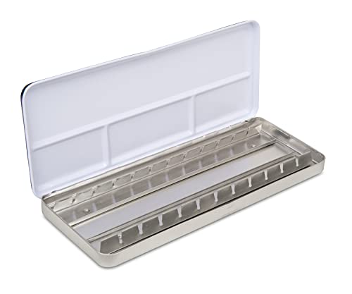 White Nights russischer Aquarell-Leerkasten für 12 ganze Näpfe, aus Metall gefertigt, mit 4 Mischfeldern im Deckel White Nights russischer Aquarell-Leerkasten für 12 ganze Näpfe, aus Metall gefertigt, mit 4 Mischfeldern im Deckel von White Nights