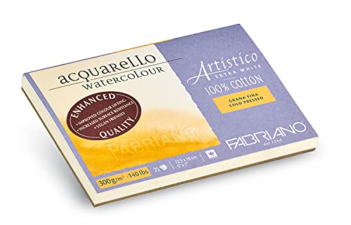 Honsell Fabriano Artistico Acquarello Watercolour, extra weiß, Feinkorn cold pressed, 12,5 x 18 cm, 25 Blatt 300 g/m², hochwertiger Künstler-Aquarellkarton, Block 4-seitig geleimt, vegan Honsell Fabriano Artistico Acquarello Watercolour, extra weiß, Feinkorn cold pressed, 12,5 x 18 cm, 25 Blatt 300 g/m², hochwertiger Künstler-Aquarellkarton, Block 4-seitig geleimt, vegan von Fabriano