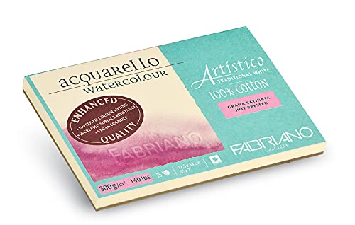 Honsell Fabriano Artistico Acquarello Watercolour, naturweiß, satiniert hot pressed, 12,5 x 18 cm, 25 Blatt 300 g/m², hochwertiger Künstler-Aquarellkarton, Block 4-seitig geleimt, vegan Honsell Fabriano Artistico Acquarello Watercolour, naturweiß, satiniert hot pressed, 12,5 x 18 cm, 25 Blatt 300 g/m², hochwertiger Künstler-Aquarellkarton, Block 4-seitig geleimt, vegan von Honsell