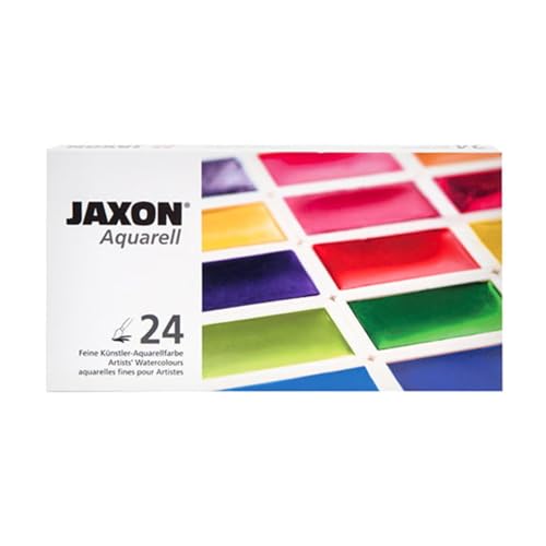 Jaxon Aquarellkasten mit 24 feinen Künstler-Aquarellfarben in ganzen Näpfchen, Metallkasten mit ausklappbarer Mischpalette Jaxon Aquarellkasten mit 24 feinen Künstler-Aquarellfarben in ganzen Näpfchen, Metallkasten mit ausklappbarer Mischpalette von Honsell
