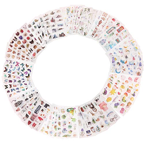 Hoobao 60 Blatt Scrapbooking-Aufkleber, selbstklebend, für Scrapbooking, Tagebuch, Pflanze, Wald, Blumen Hoobao 60 Blatt Scrapbooking-Aufkleber, selbstklebend, für Scrapbooking, Tagebuch, Pflanze, Wald, Blumen von Hoobao
