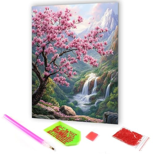 Hoobee 5D DIY Diamond Painting Blume, Diamond Painting Bilder Landschaft, Diamond Painting Erwachsene, Vollbohrer Stickerei Kreuzstich Kunst Handwerk für Zuhause Wanddekoration 30x40cm-06 von Hoobee