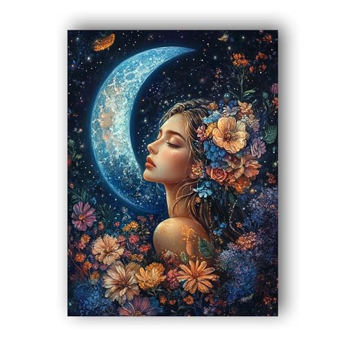 Hoobee 5D DIY Diamond Painting Frau, Diamond Painting Bilder Mond Blume, Vollbohrer Stickerei Kreuzstich Kunst Handwerk für Zuhause Wanddekoration 30x40cm-61 Hoobee 5D DIY Diamond Painting Frau, Diamond Painting Bilder Mond Blume, Vollbohrer Stickerei Kreuzstich Kunst Handwerk für Zuhause Wanddekoration 30x40cm-61 von Hoobee