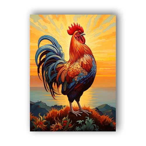Hoobee 5D DIY Diamond Painting Hahn, Diamond Painting Bilder Tier, Diamond Painting Erwachsene, Vollbohrer Stickerei Kreuzstich Kunst Handwerk für Zuhause Wanddekoration 30x40cm-12 von Hoobee