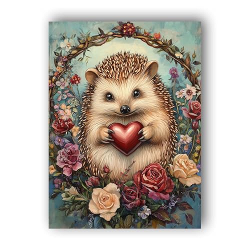 Hoobee 5D DIY Diamond Painting Igel, Diamond Painting Bilder Tier, Vollbohrer Stickerei Kreuzstich Kunst Handwerk für Zuhause Wanddekoration 30x40cm-60 von Hoobee