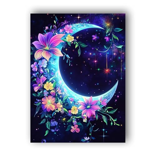 Hoobee 5D DIY Diamond Painting Mond, Diamond Painting Bilder Blume, Vollbohrer Stickerei Kreuzstich Kunst Handwerk für Zuhause Wanddekoration 30x40cm-72 Hoobee 5D DIY Diamond Painting Mond, Diamond Painting Bilder Blume, Vollbohrer Stickerei Kreuzstich Kunst Handwerk für Zuhause Wanddekoration 30x40cm-72 von Hoobee