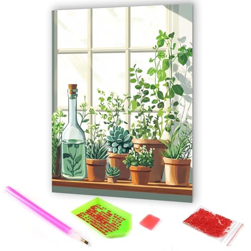 Hoobee 5D DIY Diamond Painting Pflanzen, Diamond Painting Bilder Landschaft, Diamond Painting Erwachsene, Vollbohrer Stickerei Kreuzstich Kunst Handwerk für Zuhause Wanddekoration 30x40cm-05 von Hoobee