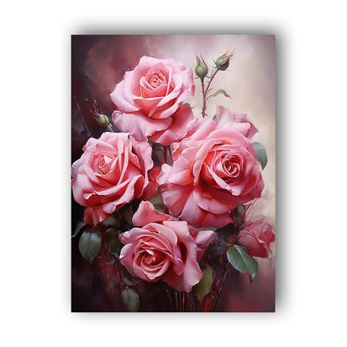 Hoobee 5D DIY Diamond Painting Rose, Diamond Painting Bilder Blume, Diamond Painting Erwachsene, Vollbohrer Stickerei Kreuzstich Kunst Handwerk für Zuhause Wanddekoration 30x40cm-19 von Hoobee