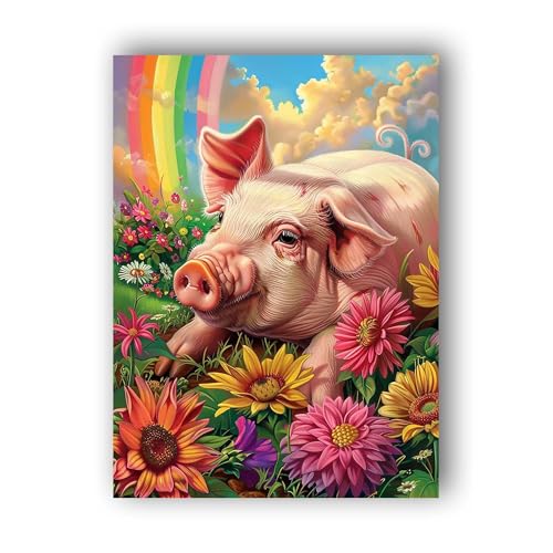 Hoobee 5D DIY Diamond Painting Schwein, Diamond Painting Bilder Tier, Diamond Painting Erwachsene, Vollbohrer Stickerei Kreuzstich Kunst Handwerk für Zuhause Wanddekoration 30x40cm-18 von Hoobee