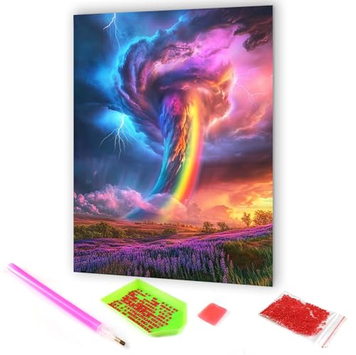 Hoobee 5D DIY Diamond Painting Tornado, Diamond Painting Bilder Landschaft, Diamond Painting Erwachsene, Vollbohrer Stickerei Kreuzstich Kunst Handwerk für Zuhause Wanddekoration 30x40cm-10 von Hoobee