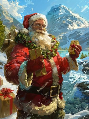 Hoobee 5D DIY Diamond Painting Weihnachten, Diamond Painting Bilder Weihnachtsmann, Vollbohrer Stickerei Kreuzstich Kunst Handwerk für Zuhause Wanddekoration 30x40cm von Hoobee