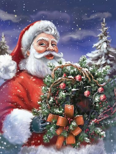Hoobee 5D DIY Diamond Painting Weihnachten, Diamond Painting Bilder Weihnachtsmann, Vollbohrer Stickerei Kreuzstich Kunst Handwerk für Zuhause Wanddekoration 30x40cm von Hoobee