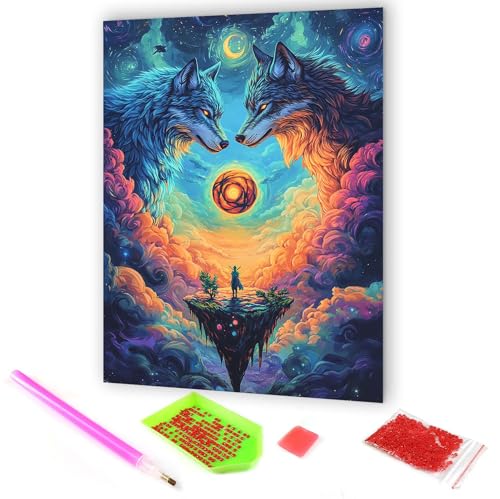 Hoobee 5D DIY Diamond Painting Wolf, Diamantmalerei Bilder Tier, Diamantmalerei Erwachsene, Vollbohrer Stickerei Kreuzstich Kunst Handwerk für Zuhause Wanddekoration 30x40cm Hoobee 5D DIY Diamond Painting Wolf, Diamantmalerei Bilder Tier, Diamantmalerei Erwachsene, Vollbohrer Stickerei Kreuzstich Kunst Handwerk für Zuhause Wanddekoration 30x40cm von Hoobee