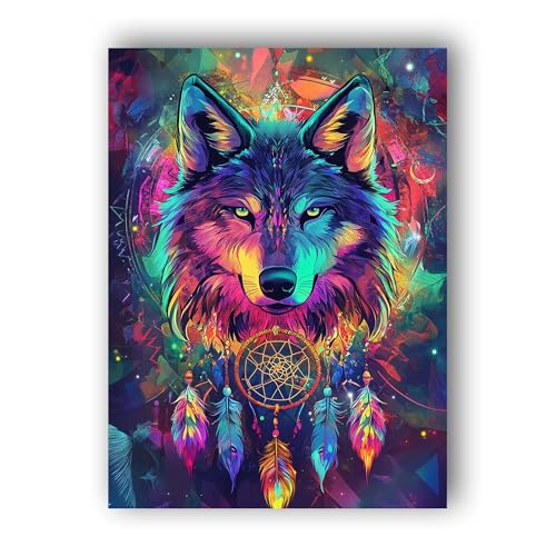 Hoobee 5D DIY Diamond Painting Wolf, Diamond Painting Bilder Tier, Vollbohrer Stickerei Kreuzstich Kunst Handwerk für Zuhause Wanddekoration 30x40cm-80 von Hoobee