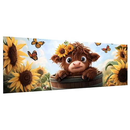 Hoobee 5D DIY Kuh Diamond Painting Groß, Diamond Painting Bilder Sonnenblumen, Diamant Painting Groß xxl Vollbohrer Stickerei Kreuzstich Kunst Handwerk für Zuhause Wanddekoration 30x80cm-5 von Hoobee