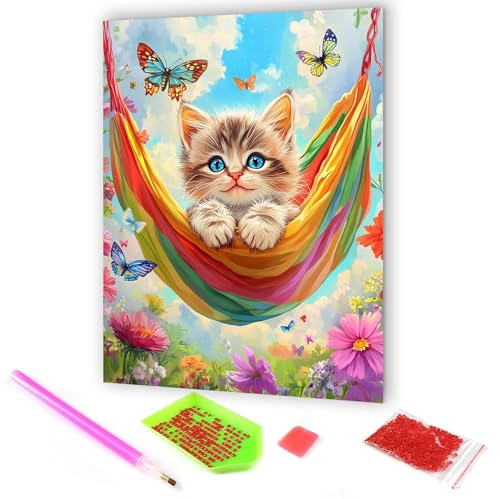 Hoobee DIY Diamond Painting Katzen, 5D DIY Diamond Painting Bilder Tier, Vollbohrer Stickerei Kreuzstich Kunst Handwerk für Zuhause Wanddekoration 30x40cm, Erwachsene Hoobee DIY Diamond Painting Katzen, 5D DIY Diamond Painting Bilder Tier, Vollbohrer Stickerei Kreuzstich Kunst Handwerk für Zuhause Wanddekoration 30x40cm, Erwachsene von Hoobee