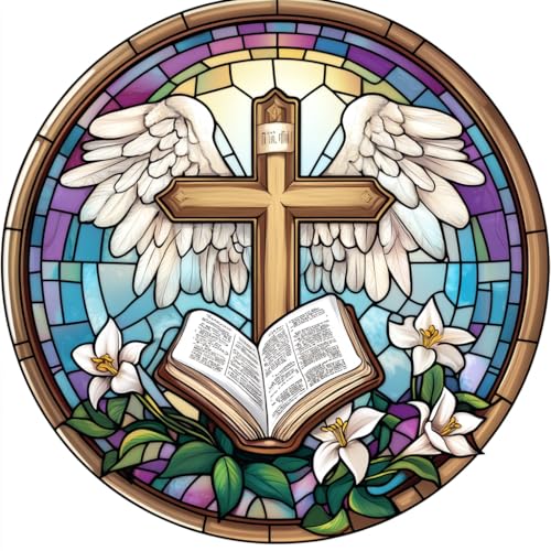 Hoobee kreuzen Diamond Painting Anhänger, Religion Diamond Painting Fensterbilder, 5D Diamant Painting mit Kette, Wandbehang Kits-Für Zuhause Wanddekoration Und Eingang Dekoration 20x20cm(kreuzen) von Hoobee