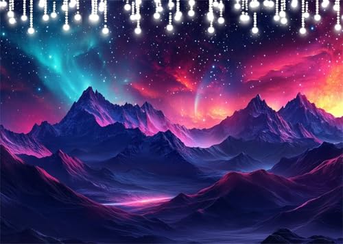 Diamond Painting Kinder Aurora, Diamant Painting Bilder Berg DIY Runden Steine Diamant Kunst Malerei Kits, 5D Mosaikherstellung Bastelset Erwachsene für Aesthetic Room Decor Geschenke 80x100 cm X4-93 von Hooixaag