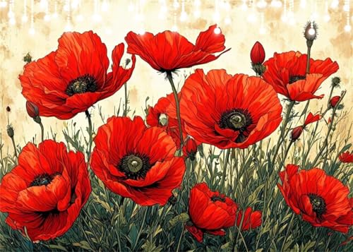 Diamond Painting Kinder Blume, Diamant Painting Bilder Mohn DIY Runden Steine Diamant Kunst Malerei Kits, 5D Mosaikherstellung Bastelset Erwachsene für Aesthetic Room Decor Geschenke 30x40 cm X4-457 Diamond Painting Kinder Blume, Diamant Painting Bilder Mohn DIY Runden Steine Diamant Kunst Malerei Kits, 5D Mosaikherstellung Bastelset Erwachsene für Aesthetic Room Decor Geschenke 30x40 cm X4-457 von Hooixaag