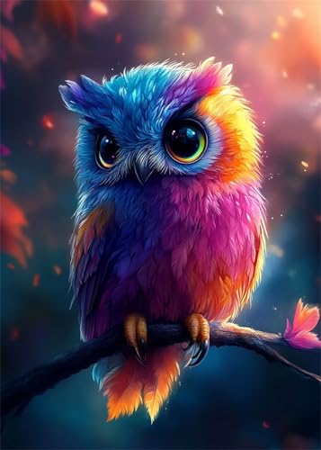 Diamond Painting Kinder Bunt, Diamant Painting Bilder Eule DIY Runden Steine Diamant Kunst Malerei Kits, 5D Mosaikherstellung Bastelset Erwachsene für Aesthetic Room Decor Geschenke 80x100 cm X4-1029 von Hooixaag