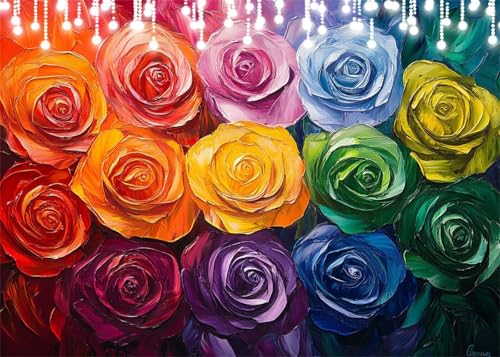 Diamond Painting Kinder Bunt, Diamant Painting Bilder Rose DIY Eckige Steine Diamant Kunst Malerei Kits, 5D Mosaikherstellung Bastelset Erwachsene für Aesthetic Room Decor Geschenke 50x70 cm X4-91 Diamond Painting Kinder Bunt, Diamant Painting Bilder Rose DIY Eckige Steine Diamant Kunst Malerei Kits, 5D Mosaikherstellung Bastelset Erwachsene für Aesthetic Room Decor Geschenke 50x70 cm X4-91 von Hooixaag