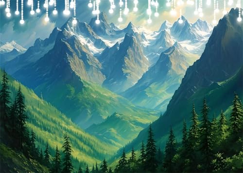 Diamond Painting Kinder Landschaft,Diamant Painting Bilder Berg DIY Runden Steine Diamant Kunst Malerei Kits,5D Mosaikherstellung Bastelset Erwachsene für Aesthetic Room Decor Geschenke 60x80 cm X4-1 von Hooixaag