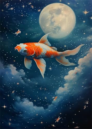 Diamond Painting Kinder Mond, Diamant Painting Bilder Fisch DIY Runden Steine Diamant Kunst Malerei Kits, 5D Mosaikherstellung Bastelset Erwachsene für Aesthetic Room Decor Geschenke 80x100 cm X4-885 Diamond Painting Kinder Mond, Diamant Painting Bilder Fisch DIY Runden Steine Diamant Kunst Malerei Kits, 5D Mosaikherstellung Bastelset Erwachsene für Aesthetic Room Decor Geschenke 80x100 cm X4-885 von Hooixaag