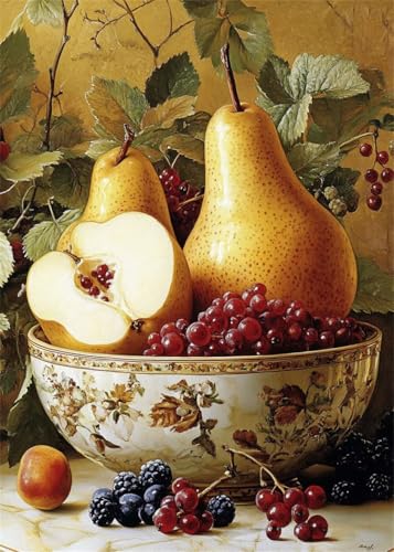 Diamond Painting Kinder Obst, Diamant Painting Bilder Birne DIY Eckige Steine Diamant Kunst Malerei Kits, 5D Mosaikherstellung Bastelset Erwachsene für Aesthetic Room Decor Geschenke 80x100 cm X4-867 von Hooixaag