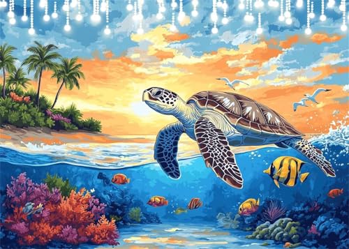 Diamond Painting Kinder Schildkröte, Diamant Painting Bilder Meer DIY Eckige Steine Diamant Kunst Malerei Kits, 5D Mosaikherstellung Bastelset Erwachsene für Aesthetic Room Decor 60x80 cm X4-35 Diamond Painting Kinder Schildkröte, Diamant Painting Bilder Meer DIY Eckige Steine Diamant Kunst Malerei Kits, 5D Mosaikherstellung Bastelset Erwachsene für Aesthetic Room Decor 60x80 cm X4-35 von Hooixaag