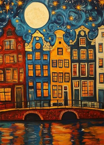 Diamond Painting Set Erwachsene Stadt Diamant Painting Bilder Abstrakt DIY Eckige Vollbohrer Diamant Malerei Stickerei Kreuzstich, 5D Mosaik Basteln Mädchen Geschenke Room Decor 80x100 cm X4-852 von Hooixaag