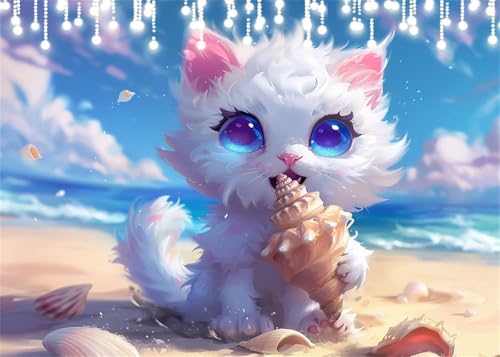 Diamond Painting Set für Erwachsene Katze Diamant Painting Bilder Muschel DIY Runden Vollbohrer Diamant Malerei Stickerei Kreuzstich, 5D Mosaik Basteln Mädchen Geschenke für Room Decor 50x70 cm X4-26 Diamond Painting Set für Erwachsene Katze Diamant Painting Bilder Muschel DIY Runden Vollbohrer Diamant Malerei Stickerei Kreuzstich, 5D Mosaik Basteln Mädchen Geschenke für Room Decor 50x70 cm X4-26 von Hooixaag
