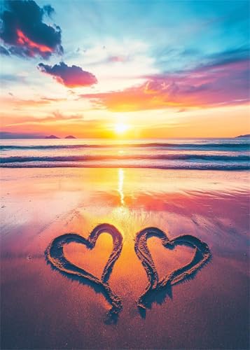 Diamond Painting Set für Erwachsene Strand Diamant Painting Bilder Liebe DIY Runden Vollbohrer Diamant Malerei Stickerei Kreuzstich, 5D Mosaik Basteln Mädchen Geschenke für Room Decor 80x100 cm X4-918 von Hooixaag