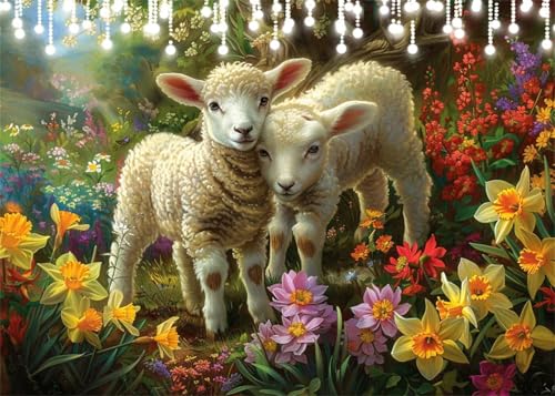 Diamond Painting Set für Erwachsene Tier Diamant Painting Bilder Schaf DIY Eckige Vollbohrer Diamant Malerei Stickerei Kreuzstich, 5D Mosaik Basteln Mädchen Geschenke für Room Decor 60x80 cm X4-16 von Hooixaag