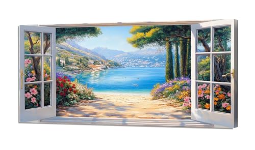 Malen Nach Zahlen Erwachsene,Malen Nach Zahlen Fenster Paint by Numbers,Landschaft Malen Nach Zahlen Kinder,DIY Handgemalt Ölgemälde Leinwand Bastelset,Deko Wohnzimmer,Ohne Rahmen 40x80cm XH-339 von Hooixaag