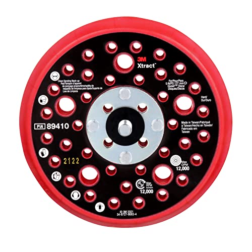 3M Xtract™ Hookit™ Stützteller, 89410, 125mm, hart, rot, 1 Stück von Hookit