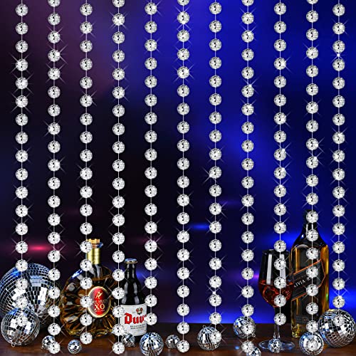 12 Meter Glasperlen Discokugel Perlen Vorhang Reflektierend Mini Disco Ball Ornamente Spiegel Disco Ball Perlen Vorhang für Fenster Tür Vorhang Durchgang Hochzeit Hintergrund von Hoolerry