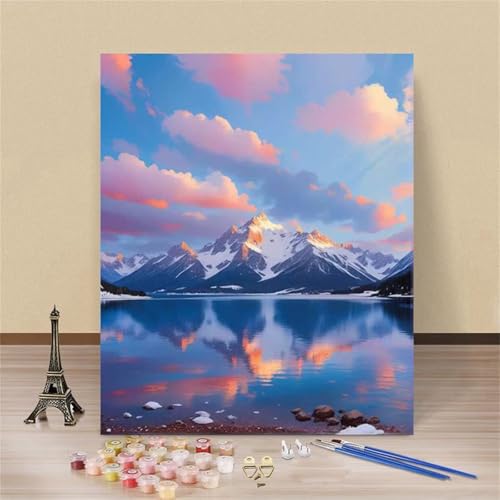 Bunte Wolke Malen Nach Zahlen Erwachsene, DIY Berg Handgemalt Ölgemälde Leinwand Set mit Pinseln und Acrylfarben, malen nach zahlen erwachsene set für Home Deko 30x40cm(ohne Rahmen) von Hoonjiin
