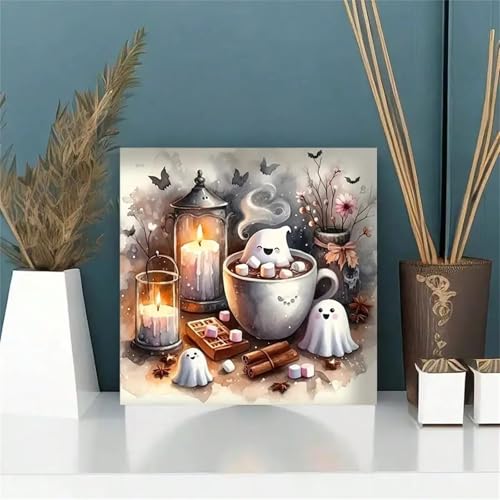 DIY Kerzengeist Diamant Painting Bilder für Erwachsene Anfänger,5D Square Vollbohrer Diamond Painting Kinder,Diamanten Malerei Stickerei Set Kreuzstich Geschenke Home Wand Dekor 40x40cm von Hoonjiin