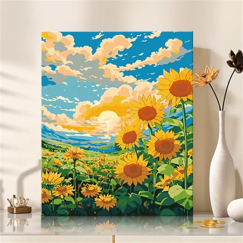 Frühlingswolke Malen Nach Zahlen Erwachsene, DIY Feld Handgemalt Ölgemälde Leinwand Set mit Pinseln und Acrylfarben, malen nach zahlen erwachsene set für Home Deko 60x90cm(ohne Rahmen) von Hoonjiin