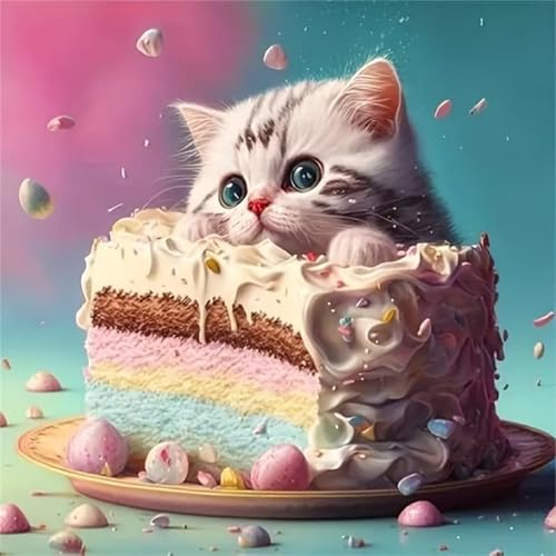 Hoonjiin Kuchen Katze Diamond Painting,5D DIY Essen Diamant Painting Bilder,Diamond Painting Set für Erwachsene,für Geschenk Zuhause Wanddekoration Square Drill - 30x30cm Hoonjiin Kuchen Katze Diamond Painting,5D DIY Essen Diamant Painting Bilder,Diamond Painting Set für Erwachsene,für Geschenk Zuhause Wanddekoration Square Drill - 30x30cm von Hoonjiin