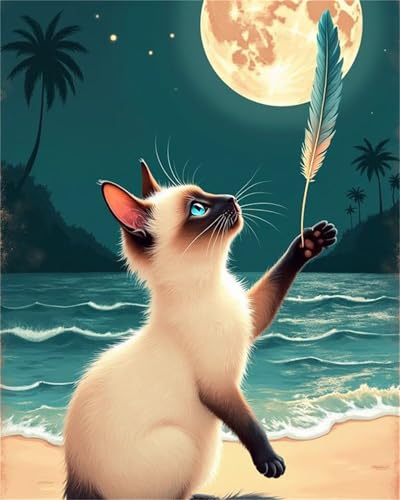 Hoonjiin Malen Nach Zahlen Erwachsene mit Rahmen Ozean-Feder, Paint by Numbers Adult DIY Ölgemälde Set, Katze Acrylfarbe malen nach zahlen Leinwand set für Heimdekoration 22x28inch Hoonjiin Malen Nach Zahlen Erwachsene mit Rahmen Ozean-Feder, Paint by Numbers Adult DIY Ölgemälde Set, Katze Acrylfarbe malen nach zahlen Leinwand set für Heimdekoration 22x28inch von Hoonjiin