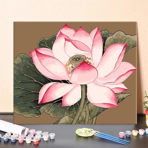 Hoonjiin Malen Nach Zahlen Erwachsene mit Rahmen Rosa Lotus, Paint by Numbers Adult DIY Ölgemälde Set, Blume Acrylfarbe malen nach zahlen Leinwand set für Heimdekoration 24x30inch Hoonjiin Malen Nach Zahlen Erwachsene mit Rahmen Rosa Lotus, Paint by Numbers Adult DIY Ölgemälde Set, Blume Acrylfarbe malen nach zahlen Leinwand set für Heimdekoration 24x30inch von Hoonjiin