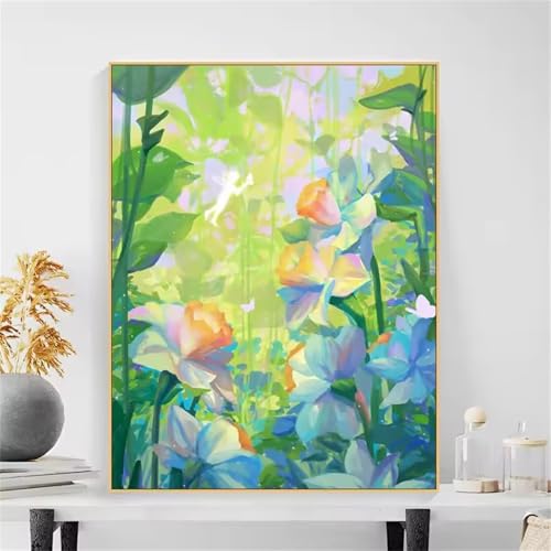 Hoonjiin Malen Nach Zahlen Erwachsene mit Rahmen Sommerblume, Paint by Numbers Adult DIY Ölgemälde Set, Anime Acrylfarbe malen nach zahlen Leinwand set für Heimdekoration 8x12inch von Hoonjiin