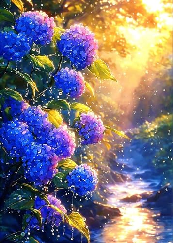 Hoonjiin Malen Nach Zahlen Erwachsene mit Rahmen Sonnenschein Regen, Paint by Numbers Adult DIY Ölgemälde Set, Bach Acrylfarbe malen nach zahlen Leinwand set für Heimdekoration 24x36inch von Hoonjiin