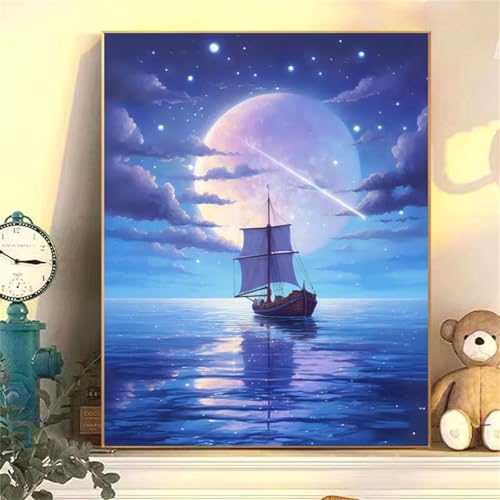 Hoonjiin Malen Nach Zahlen Erwachsene ohne Rahmen Blauer Ozean, Paint by Numbers Adult DIY Ölgemälde Set, Schiff Acrylfarbe malen nach zahlen Leinwand set für Heimdekoration 22x28inch Hoonjiin Malen Nach Zahlen Erwachsene ohne Rahmen Blauer Ozean, Paint by Numbers Adult DIY Ölgemälde Set, Schiff Acrylfarbe malen nach zahlen Leinwand set für Heimdekoration 22x28inch von Hoonjiin