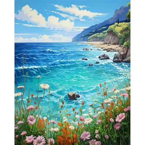 Hoonjiin Malen Nach Zahlen Erwachsene ohne Rahmen Blauer Ozean, Paint by Numbers Adult DIY Ölgemälde Set, Sommer Acrylfarbe malen nach zahlen Leinwand set für Heimdekoration 24x30inch Hoonjiin Malen Nach Zahlen Erwachsene ohne Rahmen Blauer Ozean, Paint by Numbers Adult DIY Ölgemälde Set, Sommer Acrylfarbe malen nach zahlen Leinwand set für Heimdekoration 24x30inch von Hoonjiin