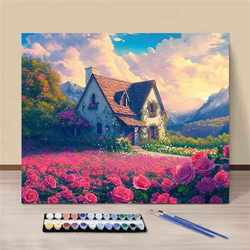 Hoonjiin Malen Nach Zahlen Erwachsene ohne Rahmen Rosengarten, Paint by Numbers Adult DIY Ölgemälde Set, Haus Acrylfarbe malen nach zahlen Leinwand set für Heimdekoration 8x12inch Hoonjiin Malen Nach Zahlen Erwachsene ohne Rahmen Rosengarten, Paint by Numbers Adult DIY Ölgemälde Set, Haus Acrylfarbe malen nach zahlen Leinwand set für Heimdekoration 8x12inch von Hoonjiin