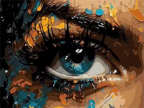 Hoonjiin Malen Nach Zahlen Erwachsene ohne Rahmen Schöne Pupillen, Paint by Numbers Adult DIY Ölgemälde Set, Mensch Acrylfarbe malen nach zahlen Leinwand set für Heimdekoration 24x30inch von Hoonjiin
