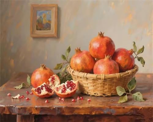 Hoonjiin Malen Nach Zahlen Erwachsene ohne Rahmen Süße Früchte, Paint by Numbers Adult DIY Ölgemälde Set, Sommer Acrylfarbe malen nach zahlen Leinwand set für Heimdekoration 12x16inch von Hoonjiin